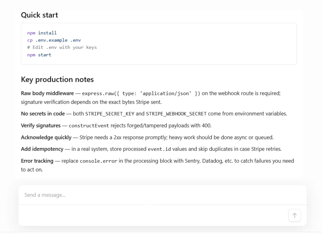 TechnBrains test: GLM returns 200 OK before processing, a Stripe webhook hallucination risk